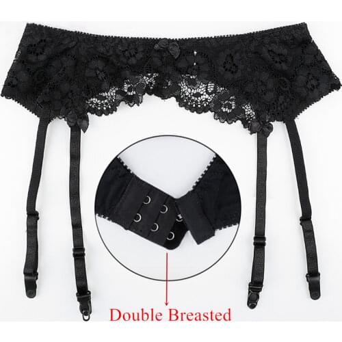 Female Sexy Waist Belt Lace Lingerie Garter Suspenders Transparent Lingerie Adjustable Double Breasted for Stockings Plus Size
