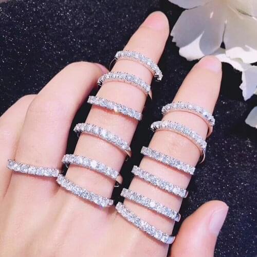 ZHIXUN New Arrived 925 Silver Sparkling Ring Simple Style Versatile Decorative Compact Index Finger Ring Women Fashion Jewelry