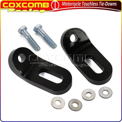 1Pair Black/Chrome Motorcycle Touchless Tie-Downs Tank Tab Linkage Bracket Mount Hardware Kit For Harley Touring Dresser 95-2017