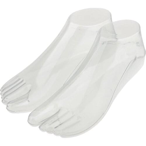 1Pair Female Feet Mannequin Thong Style Foot Model for Sandal Shoe Sock Jewelries Display - Clear