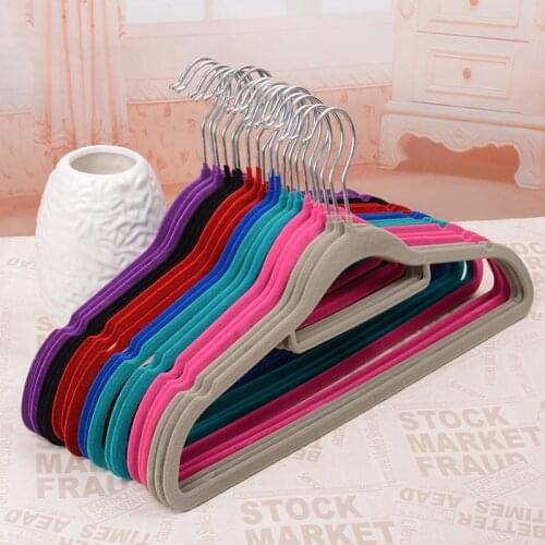 10Pcs Flocking Hanger Home Thickening Non-slip Magic Hanger Velvet 360 Degree Rotating Hook Durable Clothes Hanger