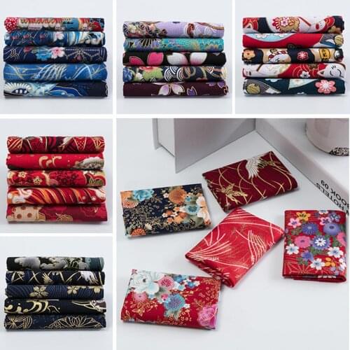 5Pcs 20x25cm Japanese Floral Cotton Fabric Patchwork Cloth DIY Sewing Craft Handmade Cotton Fabric Bundle Sewing Accessories