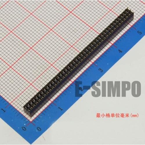 50pcs/lot 1.27mm Female Header, 2*40P DIP Straight,Plastic Height 4.5mm,Dual Row,Rohs, Golden-Plated