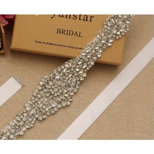 50pcs Womens Crystal Wedding Belts Luxury Rhinestone Wedding Dress Belt bow ties