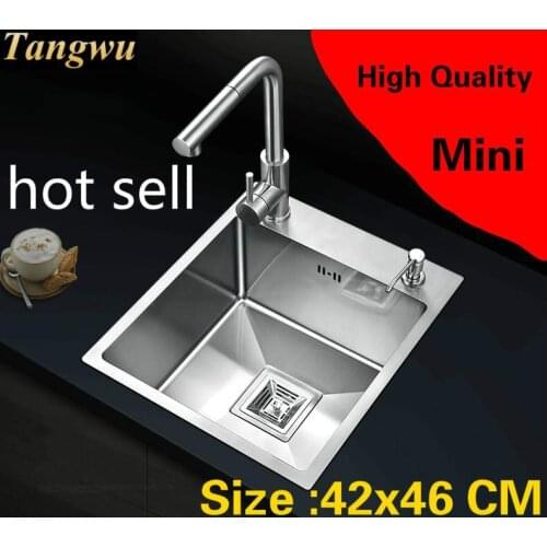 Free shipping Apartment kitchen manual sink single trough high quality do the dishes 304 stainless steel hot sell 420x460 MM