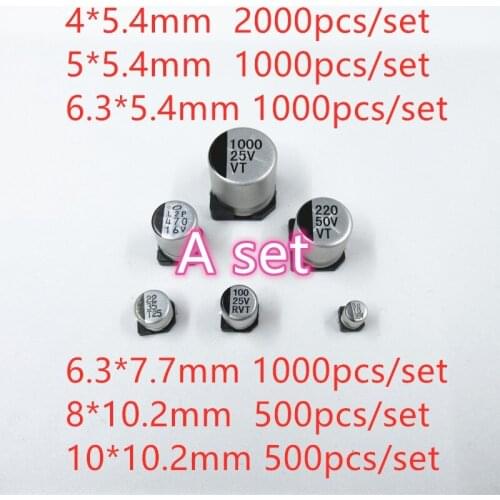 Free Shipping A set The new SMD aluminum electrolytic capacitors 16V 10V 25V 35V 50V/100uf 220uf 330uf 470uf solid capacitors