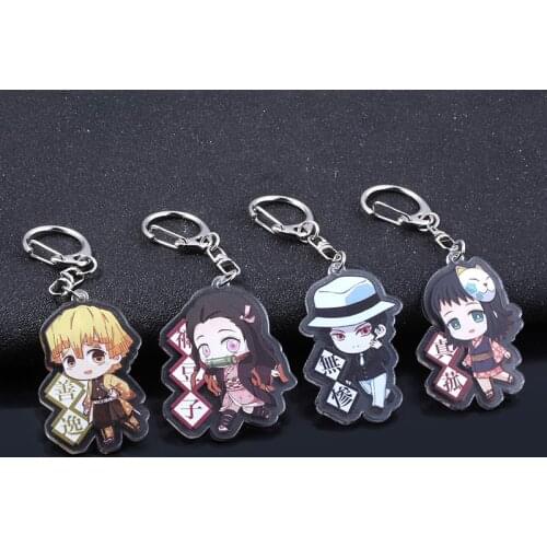Anime Demon Slayer Kimetsu no Yaiba Acrylic Keychains Cute Tanjirou Nezuko Agatsuma Zenitsu Rengoku Two-sided Cosplay Keyring