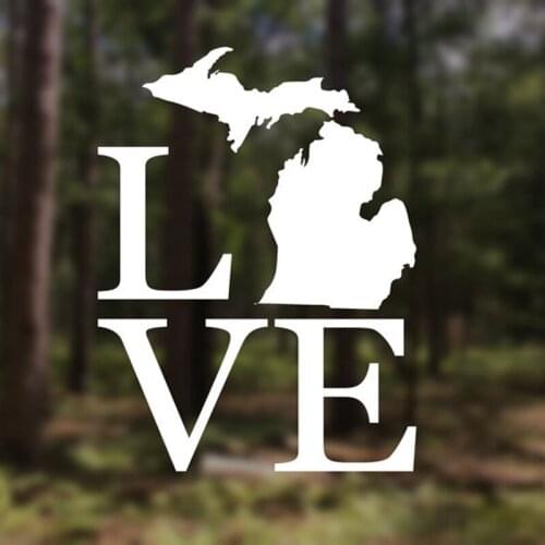 Black/Sliver Michigan Love Car Sticker Tumbler Laptop Water bottle Decor Removable Waterproof Window Body Decal CL1034