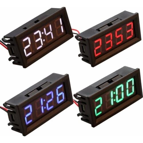 Digital Voltmeter 0.56" Digital Electronic Clock Temperature Voltage Meter LED 12V 24V 36v 48v Car