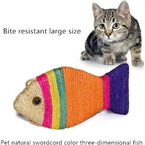 Cat scratch board cat toy pet grinding claw natural sisal rope color stereo fish bite resistant wear resistant super large