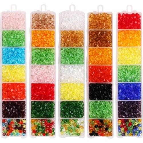 700Pcs/lot 4mm/6mm Bicone Crystal Beads Loose Spacer Austria Glass Beads With Box For Diy Jewelry Bracelets Handmaking Supplies