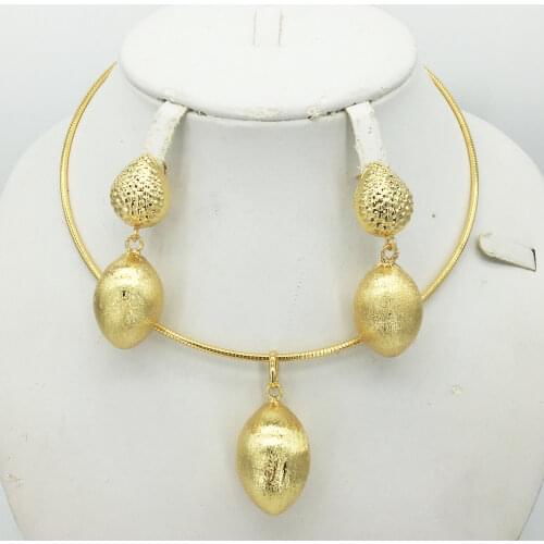 HOT Fashion wedding Dubai Africa Nigeria African Jewelry set gold-color necklace Earrings romantic woman Bridal Jewelry Sets