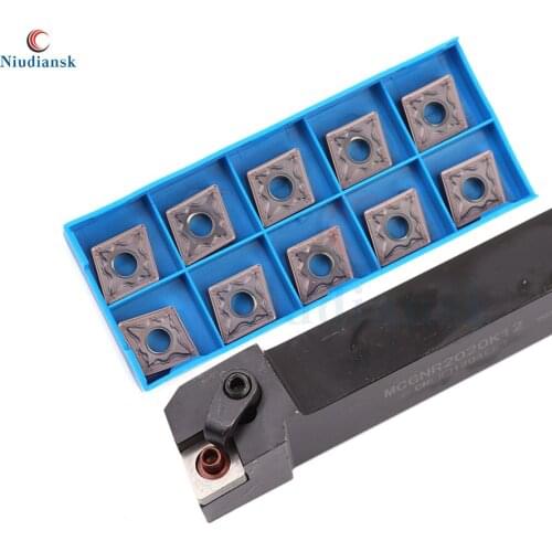 10pcs CNMG1204 Carbide Insert CNC Lathe Tool MCGNR1616H12 MCGNR2020K12 MCGNR2525M12 External Turning Tool Holder MCGNL Lathe Set