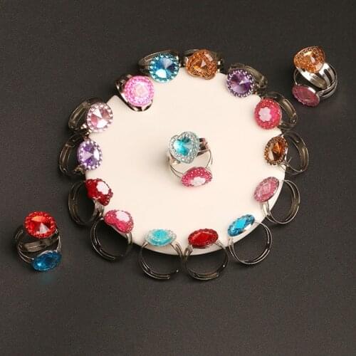 10pcs/lot Random Cute Kids Rings Love Heart Flower Sweet Jewelry Accessories Princess Girls Child Christmas Gifts Finger Ring