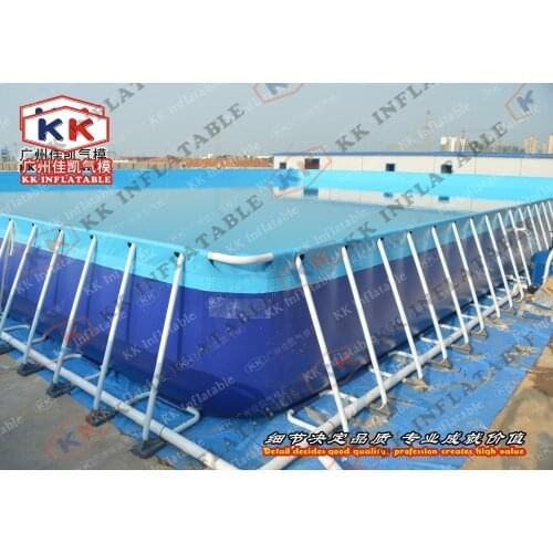 Commercial used big rectangular metal stents frame pool with water toys for water places