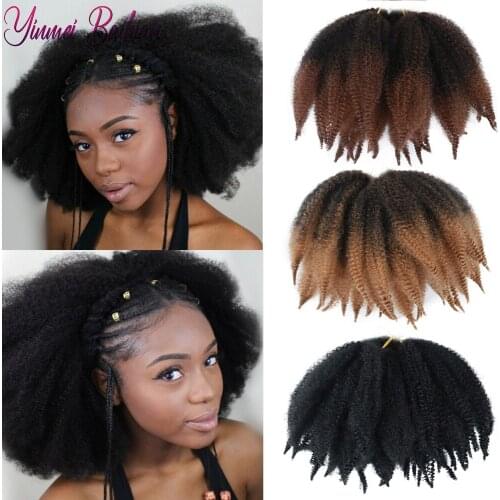 Yinmei Baibian 8inch Short Afro Kinky Curly Hair Marley Braids Crochet Braiding Synthetic Hair Extensions for African Women