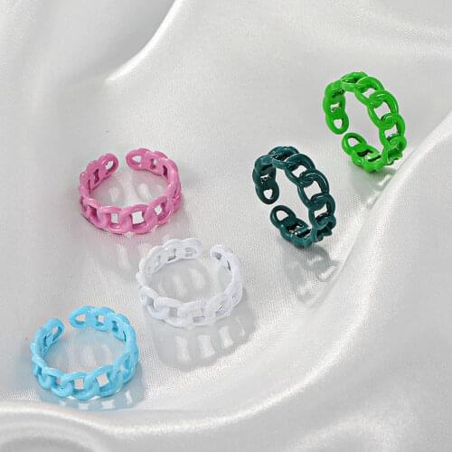 Colorful Plating Chain Shape Ring 7mm Wide For Unisex Vintage Gothic Chunky Midi Ring Antique Jewelry Accessory