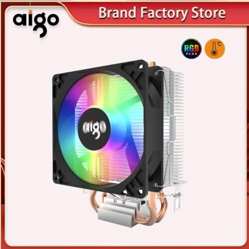 Aigo ice200 cpu cooler dual heat pipes pc radiator Cooling 3PIN PWM silent rgb Fan for Intel 1150 1155 1156 1366 AM2/AM3/AM4 AMD