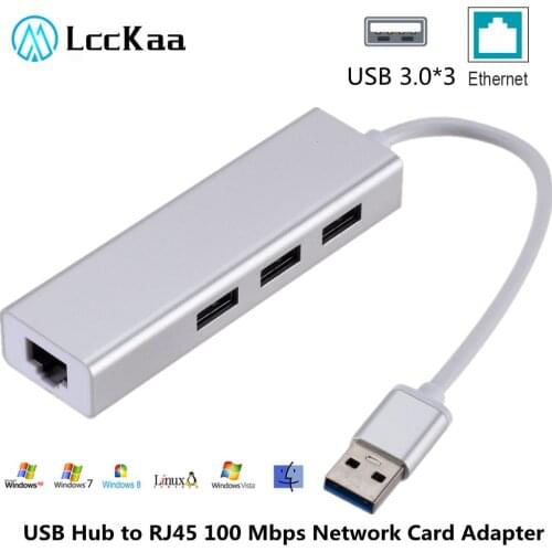 LccKaa USB Hub to RJ45 Lan Network Card 10/100 Mbps Ethernet Adapter for Mac iOS Laptop PC Windows USB 3.0 Hub USB Fast Ethernet