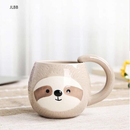 Sloth cup 400ML milk Glass mugs,Milk Tea Breakfast mug coffee Cup mugs for tea,christmas mug Drinkware unique gift animal mug