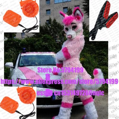 Best Quality on PINK HUSKY Dog Wolf Furry Fursuit Suit Costume Cosplay Animal Party Fancy Dress Carnival Birthday Gift