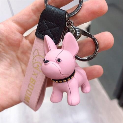Cartoon Cute Puppy Dogfight Keychains Bulldog Key Chain Automobile Hanging Ornament Doll Couple Pendant Fashion Jewelry