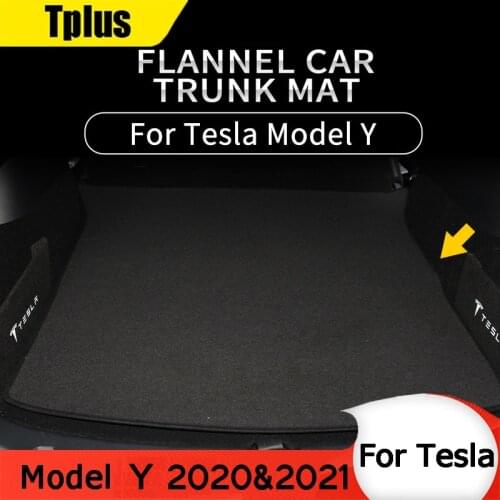 Tplus Soft Luggage Mat Car Accessories For Tesla Model Y 2020-2021 Front And Rear Luggage Mats Fur Flannel Box Mats