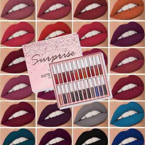 24 colors Matte Liquid Lipstick set Matte Lip Gloss Nude Velvet Pigment Women Fashion Lasting Lip Gloss Makeup Cosmetic