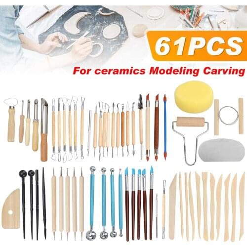 61/56/45PCS Ceramics Clay Sculpture Polymer tool set Beginners DIY Craft Sculpting Pottery Modeling Carving Smoothing Wax Kit