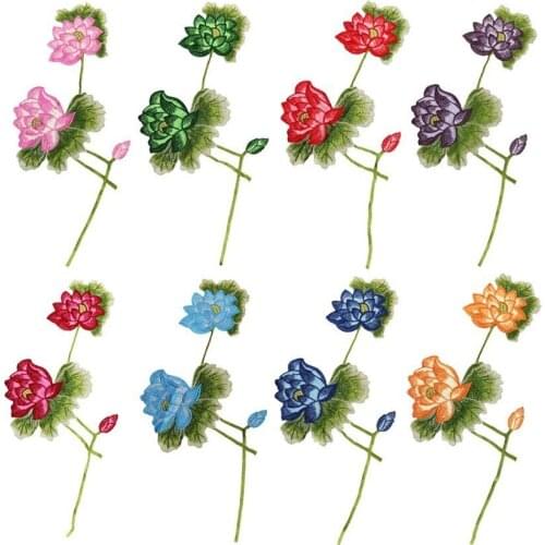 3D large Lotus Patches Cloth Paste Embroidery Water Soluble Color Flowers High Density Clothes Accessory for Clothing New