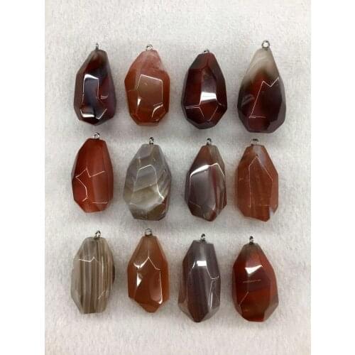 Wholesale 2pcs/pack Faceted Multi Botswana Agates Stone Bead Pendant,Natural Stone Pendant Jewelry Necklace DIY