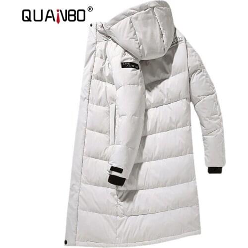 Men White Winter Long Parka 2021 New Arrivlas Top Quality Fashion Over The Knee Thicken Warm 90% White Duck Down Coats