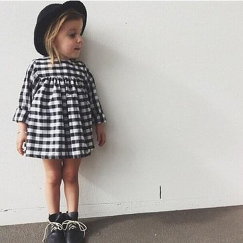 Girls Dresses New 2019 Baby Girls Costume Dress For Girls Long Sleeve Plaid European Vestido Vetement Fille Kids Party Clothing