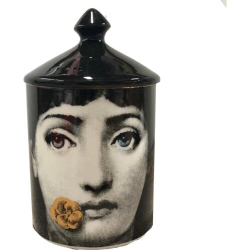 Retro Candle Holder Home Decor Ceramic Jar Cup Vintage Flower Arranging Morocco Decoration Mumluk with Black Lid