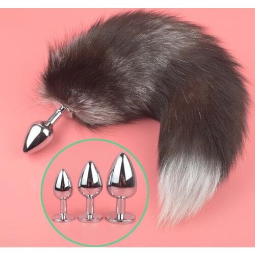 Sex Toys Aanl Plugs Flirting Feather Bondage Products Metal Anus Beads Plug Bullet SM Toy BDSM Vagina Stimulator Toy Fox Tail