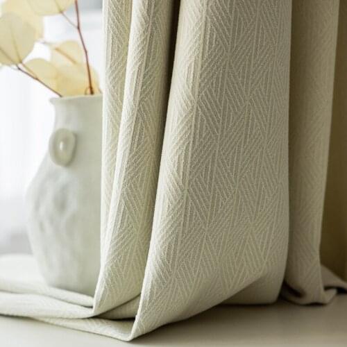 Chenille Blackout Curtains Dark Pattern Jacquard Blackout Curtains French Cream Style Curtains for Living Dining Room Bedroom
