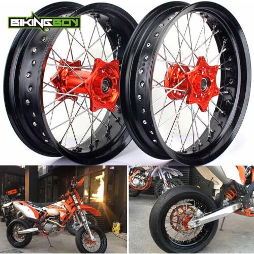 3.5*17" 5.0*17" Front Rear MX Supermoto Orange Wheels Rims Hub for KTM SX MXC XC GS SXS EXC XCW EXCF SXSF XCG 125-540 HUSABERG