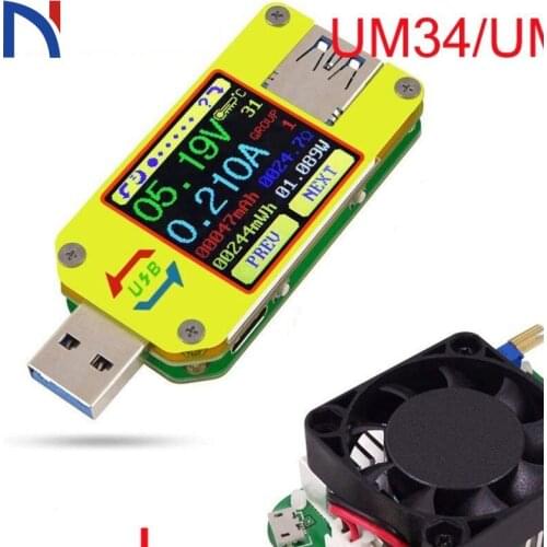 UM34 UM34C for APP USB 3.0 Type-C DC Voltmeter ammeter voltage current meter battery charge measure cable resistance Tester New