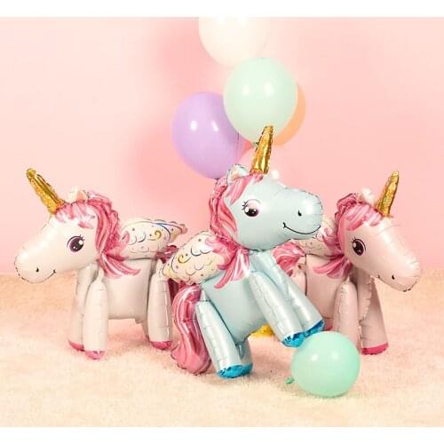 1pc 3D rainbow horse Birthday Party Decor Kids Party Favor Animal Theme Balloons Wedding Decoration Baby Shower Smooth Clound