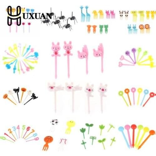 2-24pcs Mini Kids Animal Farm Fruit Fork Cartoon Snack Cake Dessert Food Fruit Toothpick Lunch Party Decoration Random Color