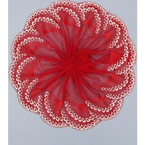 20Yards Red Mesh Lace Trim Embroidery Wedding Sewing Handicraft Accessory Diy Sewing Garment Trims Free shipping