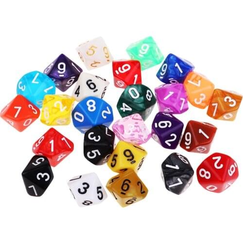 25x 16mm Multisided D10 Dice Digital for TRPG MTG DND Roleplay Accs Fun Toys