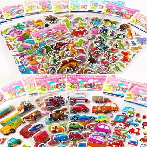 3D Stickers for Kids Toddlers 1-5 Different Sheets 3D Puffy Bulk Sticker Cartoon Education Classic Toy Children Boys Girl Gifts