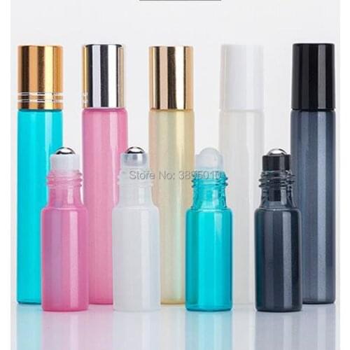 5ml 10ml Glass Essential Oil Bottles Roll On Vials With Roller Ball Cap Lid Refillable Glass Container F949