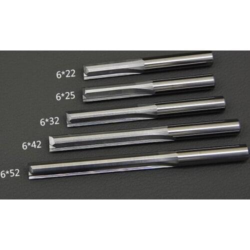 5pc/LOT 6*22mm 6*25mm Two Straight Double Flute Milling Cutter Straight Slot Router Bit Wood Cutter CNC Engraving Carving Tools