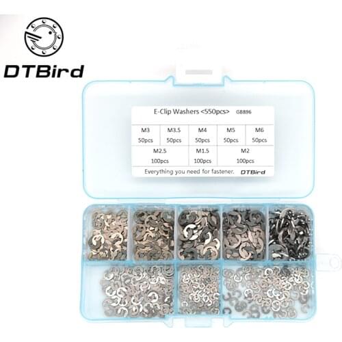 650Pcs/set DIN6799 GB896 M1.5-M6 304 Stainless Steel C-type Elastic Seals Snap Retaining Washers Circlip O Ring Kit