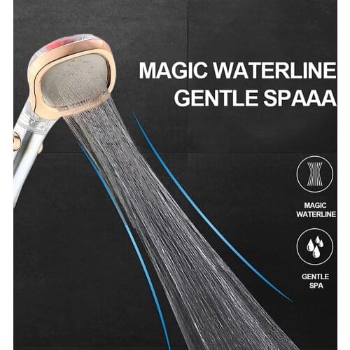 ABS Square Turbocharge Shower Head Handheld One-button Water Stop Filter Shower Bathroom Accessory Adjustable Bath Nozzle