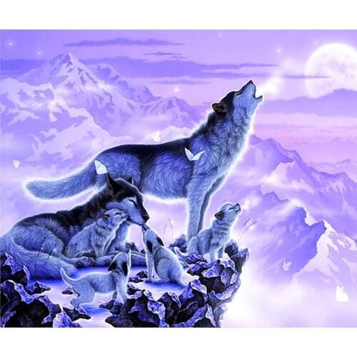 Full Square/round Diamond 5D DIY Diamond Painting Wolf family Embroidery Cross Stitch Rhinestone Mosaic Home Decor