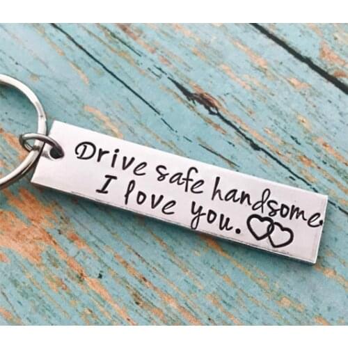 New Fashion Keychain Keyring for Husband Boyfriend Girlfriend Lovers Gift Birthday Present Stainless Steel Engraved I Love You