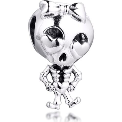 CKK Silver 925 Jewelry Skeleton Girl Charm Fits Original Bracelets Sterling Silver Beads